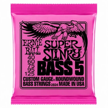 Струни для бас-гітари Ernie Ball Super Slinky Bass 2824 40-125, нікельовані, 5-струнна бас-гітара