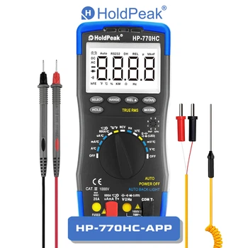 Мультиметр HoldPeak HP-770HC-APP високоточний цифровий (TrueRMS 6000 відліків 1000В 20А AC/DC 60МОм 100мФ 1000°C 10МГц NCV)