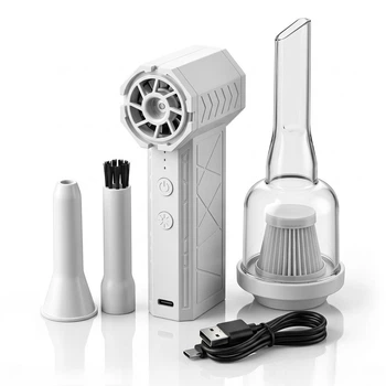 Мини воздуходувка Mini Jet Fan аккумуляторная с обдувом и всасыванием белая портативная