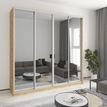 Шкаф-купе четырехдверный MebelStar Стандарт AL 4 Зеркала 240x45x240 см Дуб тахо (MBS-13241)