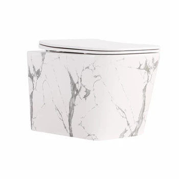Унитаз подвесной Qtap Tern Ultra Quiet 520x345x325 мм Дюропласт Marble