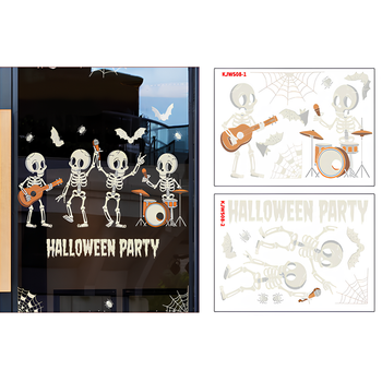 Наклейки Музичні Скелети На Хелловін 2 аркуші 17шт Halloween