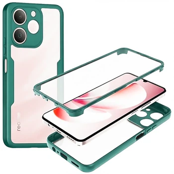 Чехол Double Shield 360 для Realme Note 70 / 70T с защитой со всех сторон green