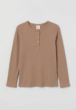 Дитячий лонгслів для дівчинки в рубчик H&M 98 см Темно-бежевий (0233A)