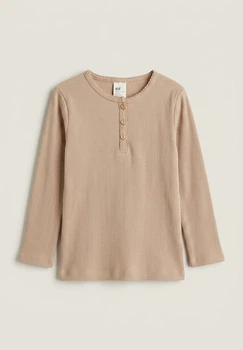 Дитячий лонгслів для дівчинки в рубчик H&M 98 см Бежевий (0233B)