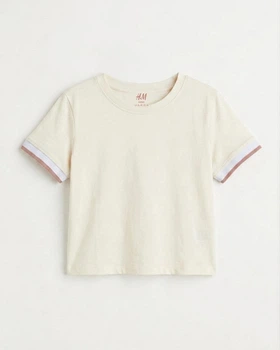 Підліткова футболка для дівчинки H&M 146-152 см Молочний (250122032)