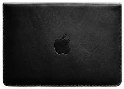 Кожаный чехол-конверт на магнитах для MacBook 15-16 дюйм, черный, из натуральной кожи Krast, ручная работа, 39,5×28 см 58641