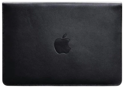 Кожаный чехол-конверт на магнитах для MacBook 14 дюйм, темно-синий, натуральная кожа Краст, ручная работа, 34,3×24,5 см 58667