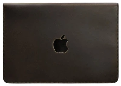 Кожаный чехол-конверт для ноутбука MacBook 13 из натуральной кожи Crazy Horse на магнитах, защитный, темно-коричневый 58585