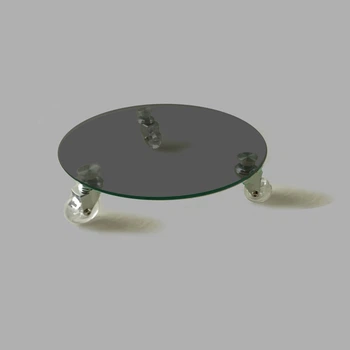 Стеклянная подставка Ø300 мм под цветы напольная на роликах COMMUS Ultra d30 G8-SIL - серая (Графит, Gray)