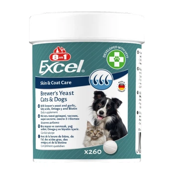 Витамины для собак 8in1 Excel Brewers Yeast для пивные дрожжи с чесноком для кожи и шерсти 260 шт (4048422183815)