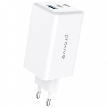 Сетевое зарядное устройство Proove Pocket GaN Max 100W (2xType-C + USB) с PD 3.1 & QC 4.0, белый