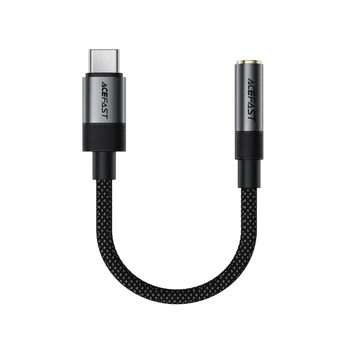 Аудиоадаптер ACEFAST J12 USB Type-C → 3.5 мм (AUX) для наушников, 15 см, черный