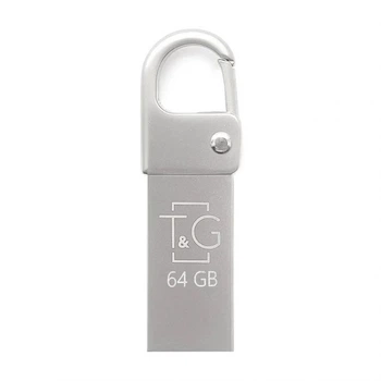 Флешка USB 64GB T&G Metal USB 2.0 моноблок серебристый с карабином