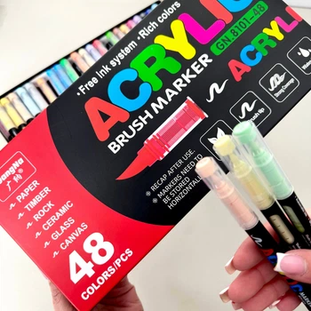 Акриловые маркеры GuangNa Brush GN-8101 с мягкой кисточкой 48 шт.