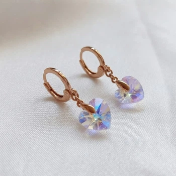 Сережки-підвіски «Серце» з кристалом Swarovski Xuping