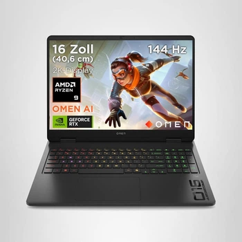 HP Omen 16" WUXGA 144Hz, Ryzen 9 8940HX, RTX 5060 (8 GB), 16GB RAM, 1TB SSD, HP 16-ap0292ng, Win 11, 4-Zone RGB QWERTZ, Wi-Fi 6, Shadow Black