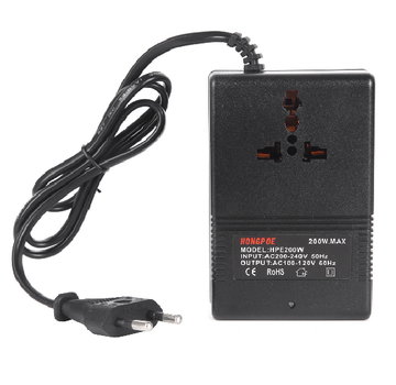 Перетворювач напруги трансформаторний 200W Input 220 V / Output 110V, + універсальна розетка