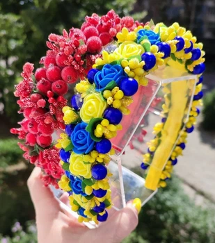 Українські обручі для волосся під вишиванку з червона калина