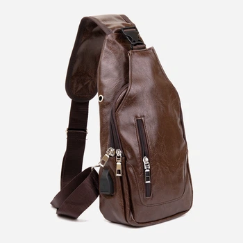 Сумка слинг через плечо мужская Vintage leather-20560 Коричневая