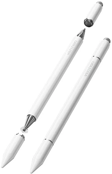 Стилус-ручка для емкостных экранов Vention 3-в-1 Magnetic Stylus Pen White Aluminum Alloy Type (KQLW0)