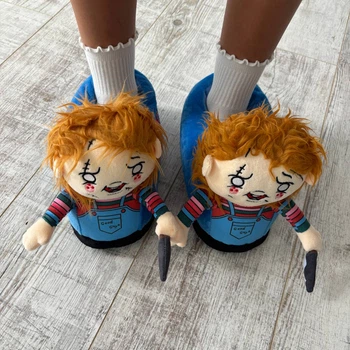 Текстильні закриті капці-обіймашки Chucky 3D «Good Guys» — пухнасті домашні напівчоботи в стилі фільмів жахів 35