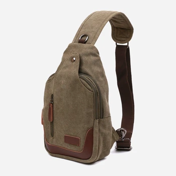 Сумка слинг через плечо мужская Vintage leather-20386 Хаки