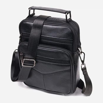 Сумка планшет через плечо мужская из натуральная кожи Vintage leather-21271 Черная