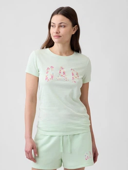 Футболка хлопковая женская GAP 400621363 XL Зеленая с принтом (1160001044)