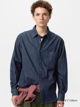 Рубашка хлопковая мужская Uniqlo 420878408 XL Синяя (1159962636)