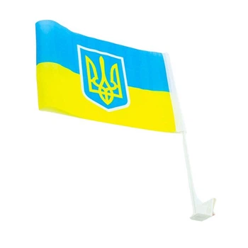 Флаг "УКРАИНА" (ткань нейлон) на Автомобиль (20см*30) с креплением