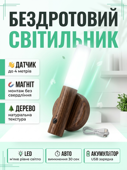 Светодиодный LED ночник DL-459 на магните с индукционным датчиком движения беспроводной аккумуляторный светильник