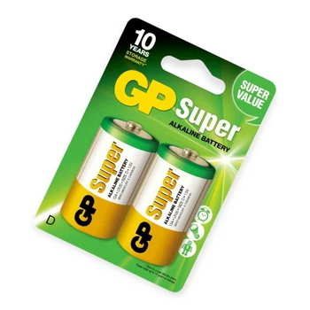 Батарейка тип D лужна 1.5V велика GP Super Alkaline 2шт блістер