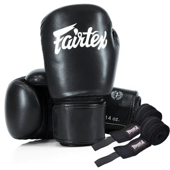 Боксерські рукавиці Fairtex штучна шкіра 12 унцій чорні