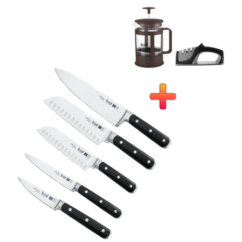Набір ножів Prime Chef Krauff та Ніж сантоку 17,5см + ПОДАРУНКИ: Френч-пресc та точило для ножів
