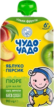 Пюре Чудо-Чадо Яблоко-персик с сахаром с 5 месяцев 90 г (4820016253636)