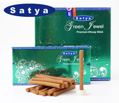 Ароматические палочки Satya Green Jewel DHOOP Зеленая драгоценность бесосновные 20 шт