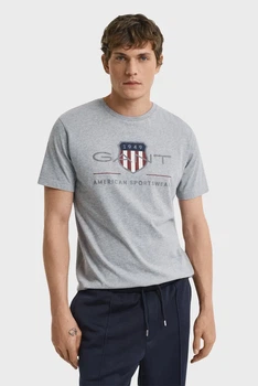 Чоловіча сіра футболка REG ARCHIVE SHIELD SS T-SHIRT Gant M 2003199