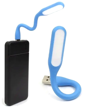 Светодиодная USB лампа 17 см для ноутбуков и повербанков голубая LS-0308