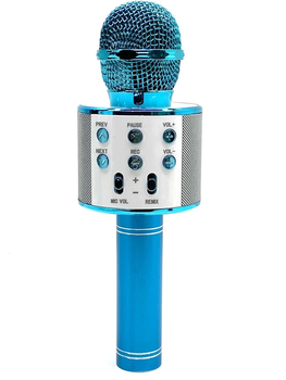 Микрофон беспроводной караоке bluetooth WS-858 Голубой