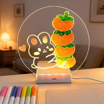 Светильник ночник LED доска для заметок 20 см круглая USB питание маркер AND 5803 для идей