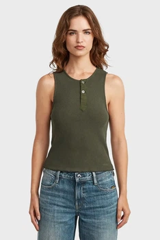 Жіночий темно-зелений топ henley G-Star S D28740,E487