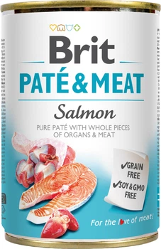 Вологий корм для дорослих собак Brit Pate & Meat з лососем 400 г (8595602530267/8595602557462)