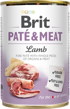 Вологий корм для дорослих собак Brit Pate & Meat з ягням 400 г (8595602530441/8595602557431)