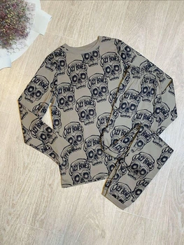 Детская трикотажная пижама для мальчика george 134/140 см беж черепа