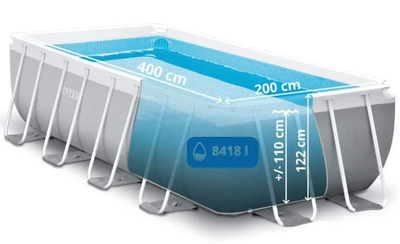 Каркасный бассейн для дачи Prism Frame Pool Intex Каркасный летний бассейн большой (400 x 200 x 122 см)