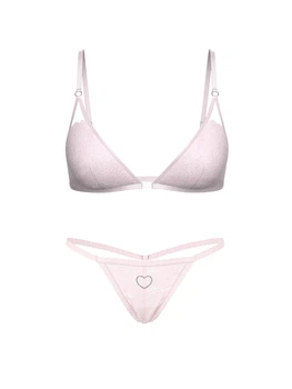 Кружевной комплект белья со стразами Victoria's Secret Pink бралетт и трусики стринги 1160655131 (Розовый S)