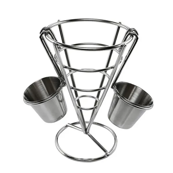 Кошик конусний для картоплі фрі з соусниками 15*15*13.5 см(HP-19-7)(PR)