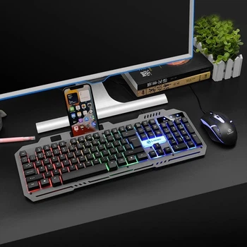 Ігровий комплект T750 клавіатура миша USB дротовий RGB-підсвітка підставка мультимедійні клавіші чорний