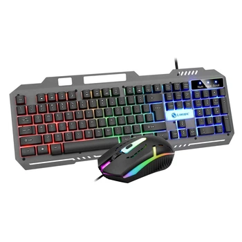 Клавиатура с мышью T750 игровой комплект USB RGB проводной подсветка мультимедийная подставка черный